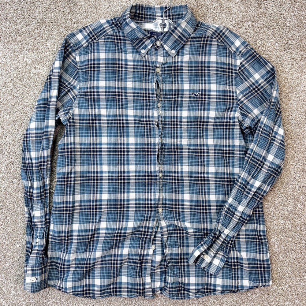 Vineyard Vines Shirt Mens M Blue Plaid Button-down Long Sleeve EUC